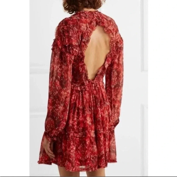 IRO Darling red printed  ruffle mini dress - Picture 2 of 12